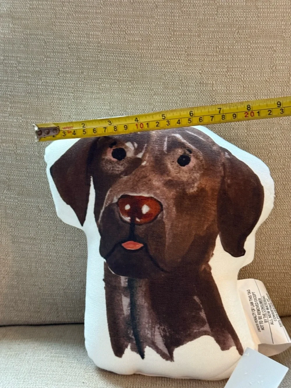 NWT 9”x10” Brown Labrador Dog Face Pillow - Decorative Plush Accent